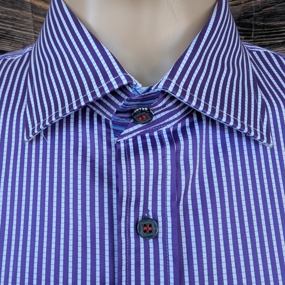 Brandolini Sophisticated Purple Striped Dress Shirt - Picture 1 of 11
